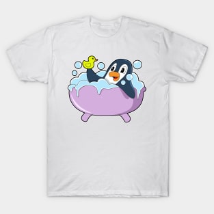 Penguin in Bathtub with Duck T-Shirt